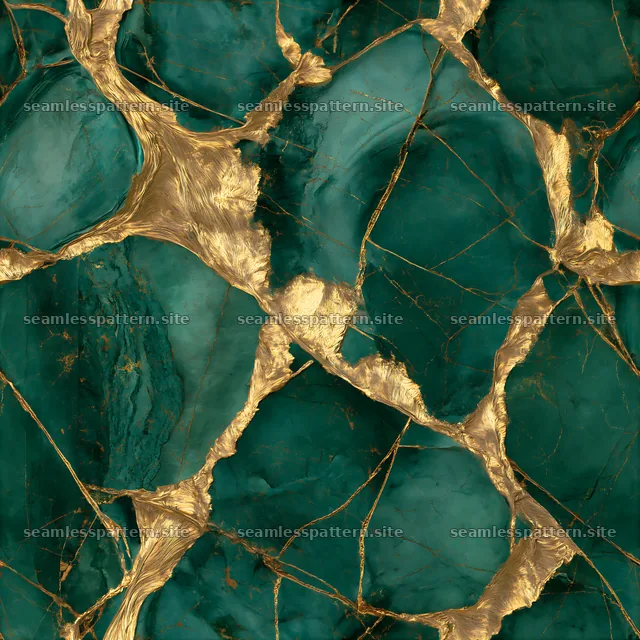 Luxury gold mineral veins tileable pattern features rich green backdrop
