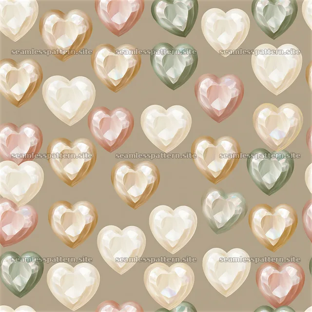Heart gemstones tileable pattern with various shapes and colors