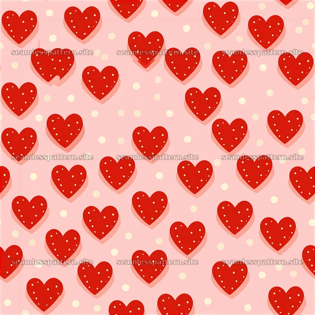 Anniversary hearts repeating pattern with red hearts and dots