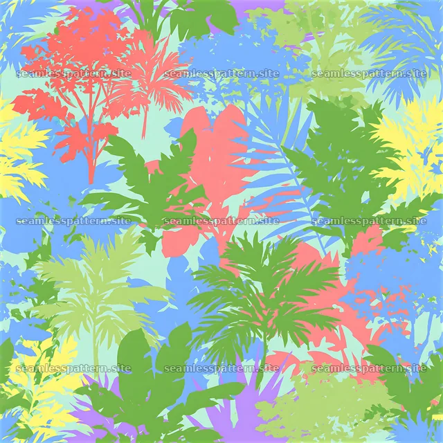 Bright jungle camouflage tileable pattern with vivid foliage