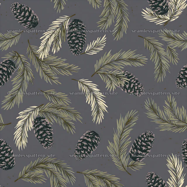 Repeating pinecone pattern across gray background